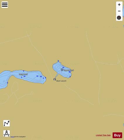 Upper Pond depth contour Map - i-Boating App