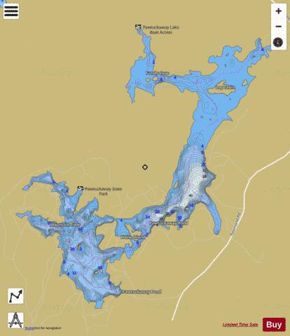 Pawtuckaway Pond depth contour Map - i-Boating App
