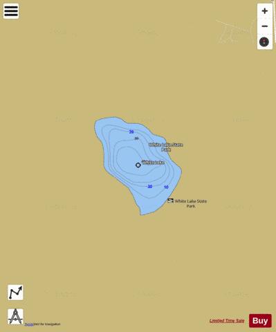 WHITE LAKE depth contour Map - i-Boating App