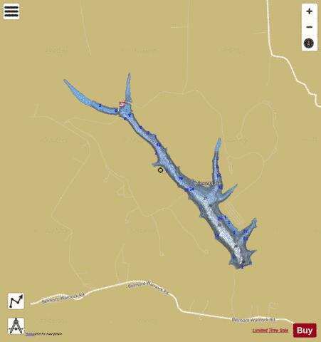 Belmont Lake depth contour Map - i-Boating App