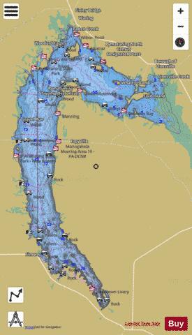 Pymatuning depth contour Map - i-Boating App