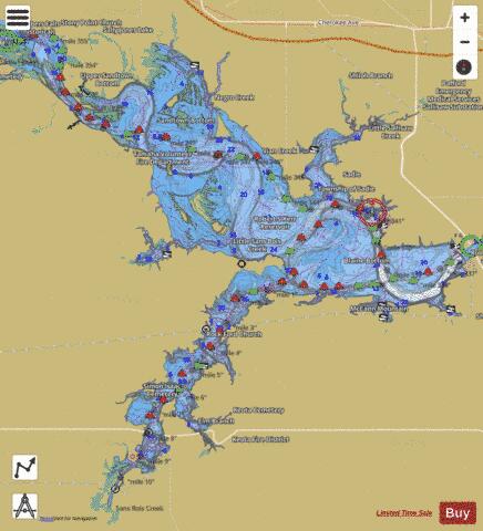 Robert S Kerr Reservoir depth contour Map - i-Boating App