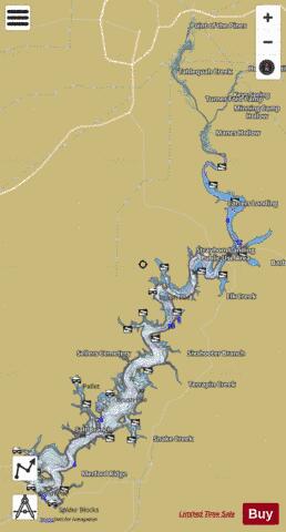 Tenkiller Lake depth contour Map - i-Boating App