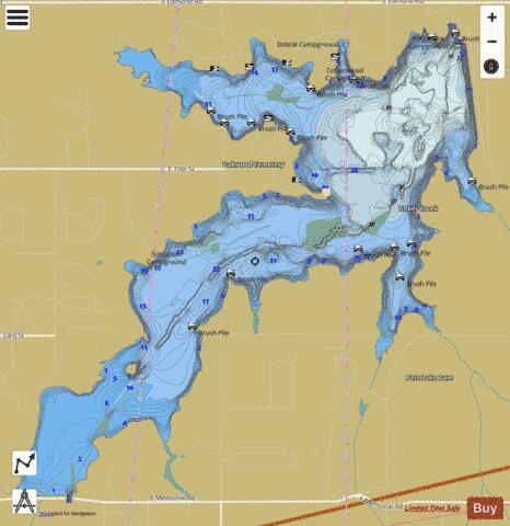 Arcadia Lake depth contour Map - i-Boating App