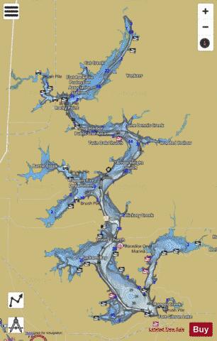 Fort Gibson Lake depth contour Map - i-Boating App