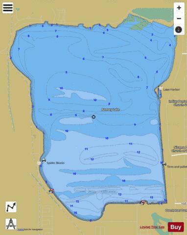 Lake Overholser depth contour Map - i-Boating App