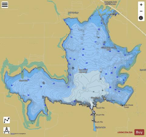 Tom Steed Reservoir depth contour Map - i-Boating App