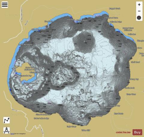 Crater Lake depth contour Map - i-Boating App