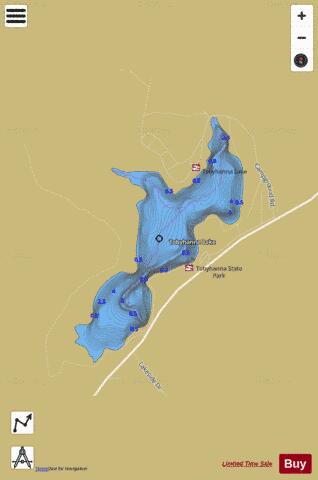 Tobyhanna Lake depth contour Map - i-Boating App