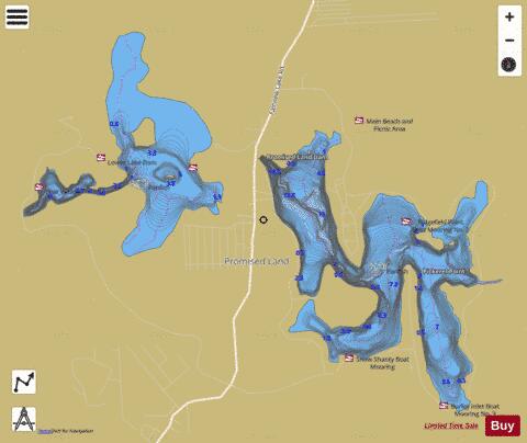 Promised Land Lake and Lower Lake depth contour Map - i-Boating App