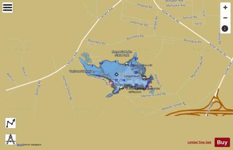 Memorial Lake depth contour Map - i-Boating App