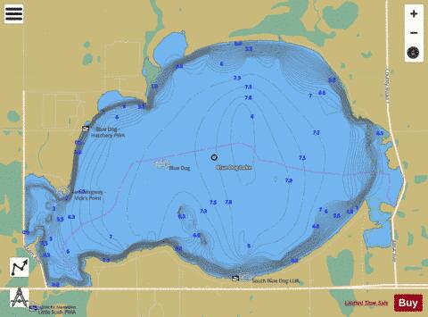 Blue Dog depth contour Map - i-Boating App