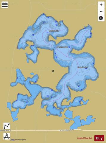 Cattail-Kettle depth contour Map - i-Boating App