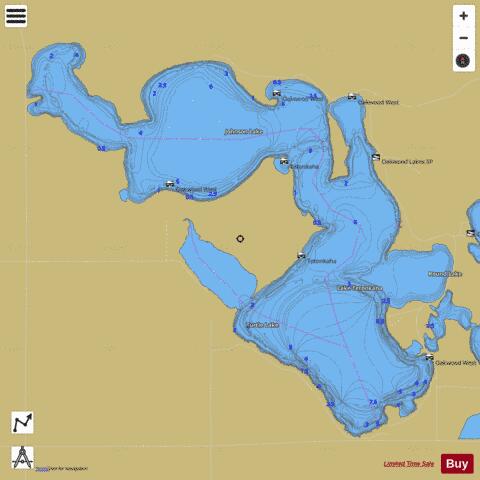 Oakwood West depth contour Map - i-Boating App