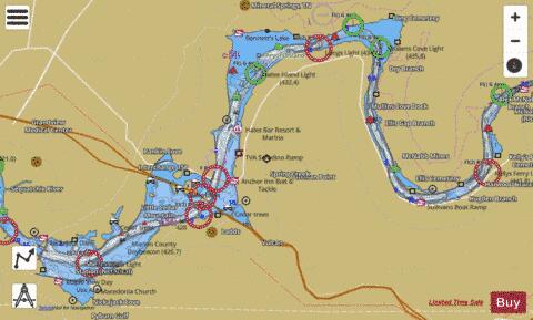 Bennett Lake / Nickajack Lake depth contour Map - i-Boating App