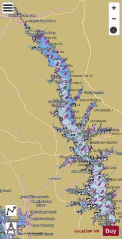 Toledo Bend Reservoir depth contour Map - i-Boating App