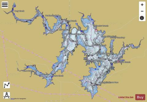 O H Ivie Reservoir depth contour Map - i-Boating App