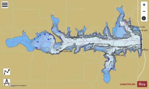 Cedar Bluff Reservoir depth contour Map - i-Boating App