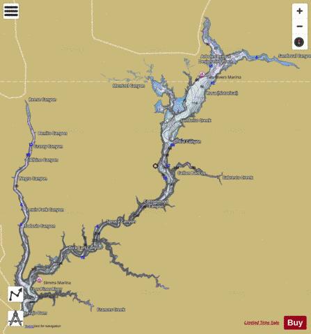 Navajo Reservoir depth contour Map - i-Boating App