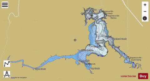 Angostura Reservoir depth contour Map - i-Boating App