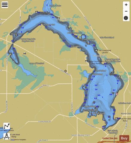 Beaver Dam Lake depth contour Map - i-Boating App