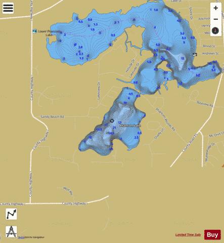 Phantom Lake depth contour Map - i-Boating App