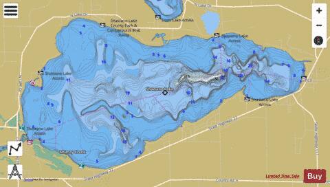 Shawano Lake depth contour Map - i-Boating App