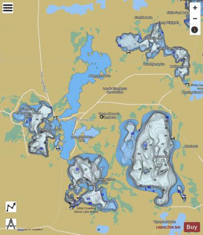 Lac de Flambeau Chain depth contour Map - i-Boating App