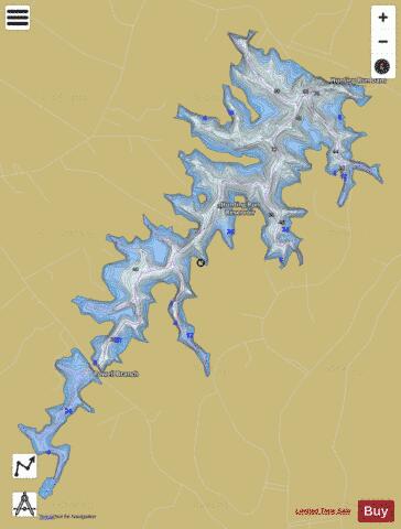 Hunting Run Reservoir depth contour Map - i-Boating App
