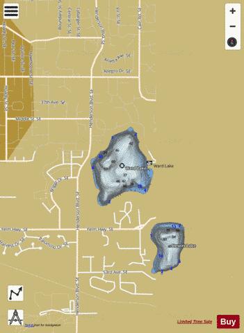 Ward Lake depth contour Map - i-Boating App