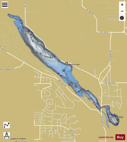 Round Lake/Lacamas Lake depth contour Map - i-Boating App
