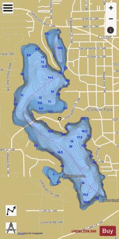 Steilacoom Lake depth contour Map - i-Boating App