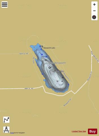 Bosworth Lake depth contour Map - i-Boating App