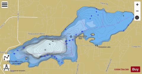 Pewaukee Lake 27.6 depth contour Map - i-Boating App