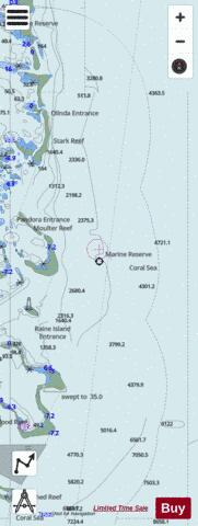 Great Barrier Reef - Eastern Approaches to Raine Island Entrance Marine Chart - Nautical Charts App - Satellite