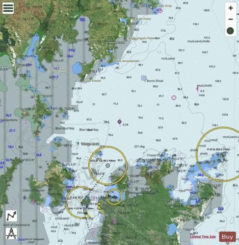 Australia - Northern Territory - Groote Eylandt to Cape Grey Marine Chart - Nautical Charts App - Satellite