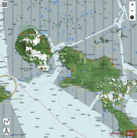 Papua New Guinea - North East Coast - Normanby Island to Goodenough Island Marine Chart - Nautical Charts App - Satellite
