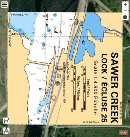SAWER CREEK LOCK/�CLUSE 25 Marine Chart - Nautical Charts App - Satellite