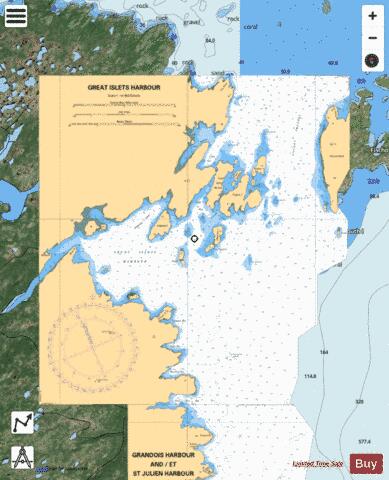 GREAT ISLETS HARBOUR Marine Chart - Nautical Charts App - Satellite