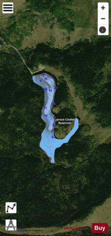 Spruce Coulee Reservoir depth contour Map - i-Boating App - Satellite