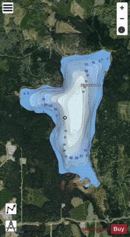 Musreau Lake depth contour Map - i-Boating App - Satellite