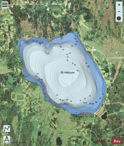Calling Lake depth contour Map - i-Boating App - Satellite