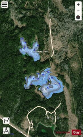 Graveyard-Cache Lakes depth contour Map - i-Boating App - Satellite