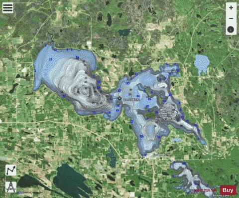 Lac la Biche depth contour Map - i-Boating App - Satellite