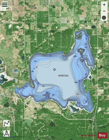 Muriel Lake depth contour Map - i-Boating App - Satellite
