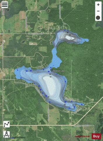 Skeleton Lake depth contour Map - i-Boating App - Satellite