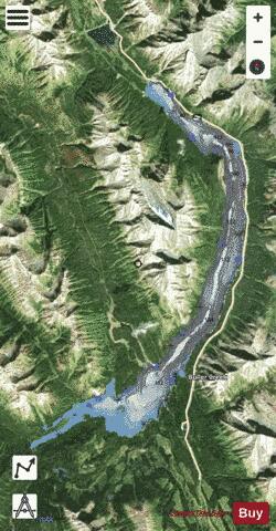 Spray Lakes Reservoir depth contour Map - i-Boating App - Satellite