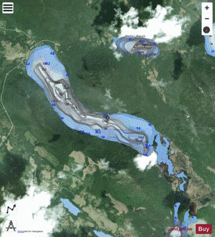 Bowron Lake depth contour Map - i-Boating App - Satellite