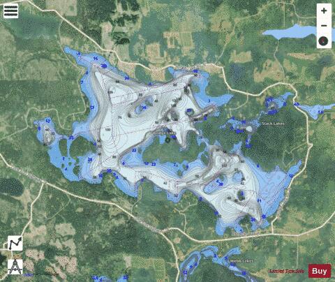 Bridge Lake depth contour Map - i-Boating App - Satellite