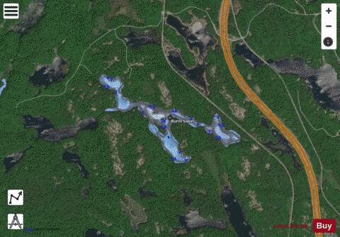 Burnt/Joselin Lake depth contour Map - i-Boating App - Satellite
